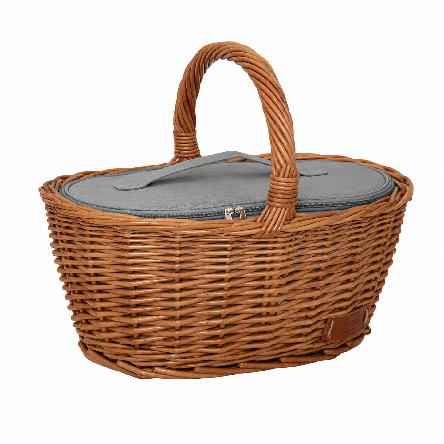 Einkaufskorb inklusive Kühltasche aus natürlicher Weide