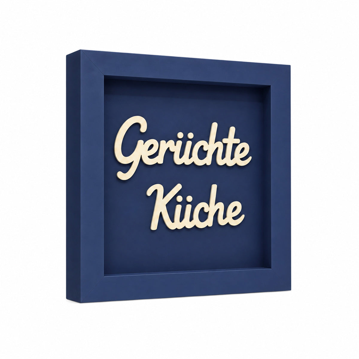 Wandbild aus Holz mit 3D Spruch „Gerüchte Küche“ 25x25cm