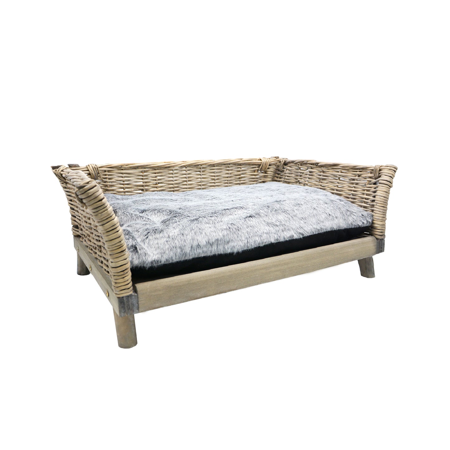 Hundebett aus Weide mit Kissen