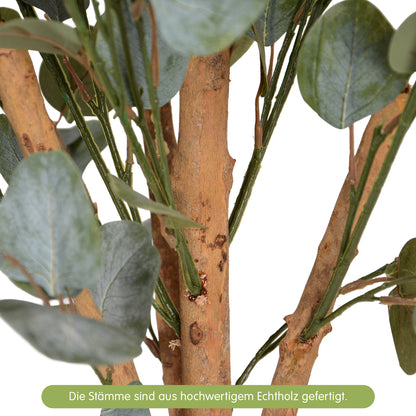 Kunstpflanze Eukalyptus Echtholzstamm in verschiedenen Größen