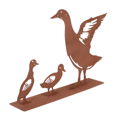 Aufsteller Entenfamilie Rost