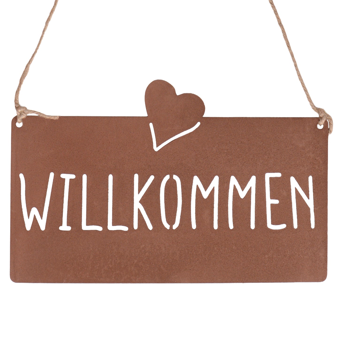 Aufhänger Gartenschild "Willkommen" Rost