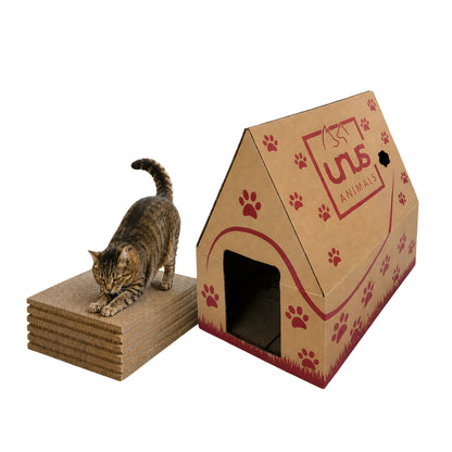 Katzenhaus Pappe Madame Miez inkl. 6 Kratzbretter