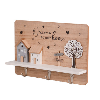 Schlüsselhalter "Welcome to our Home" aus Holz