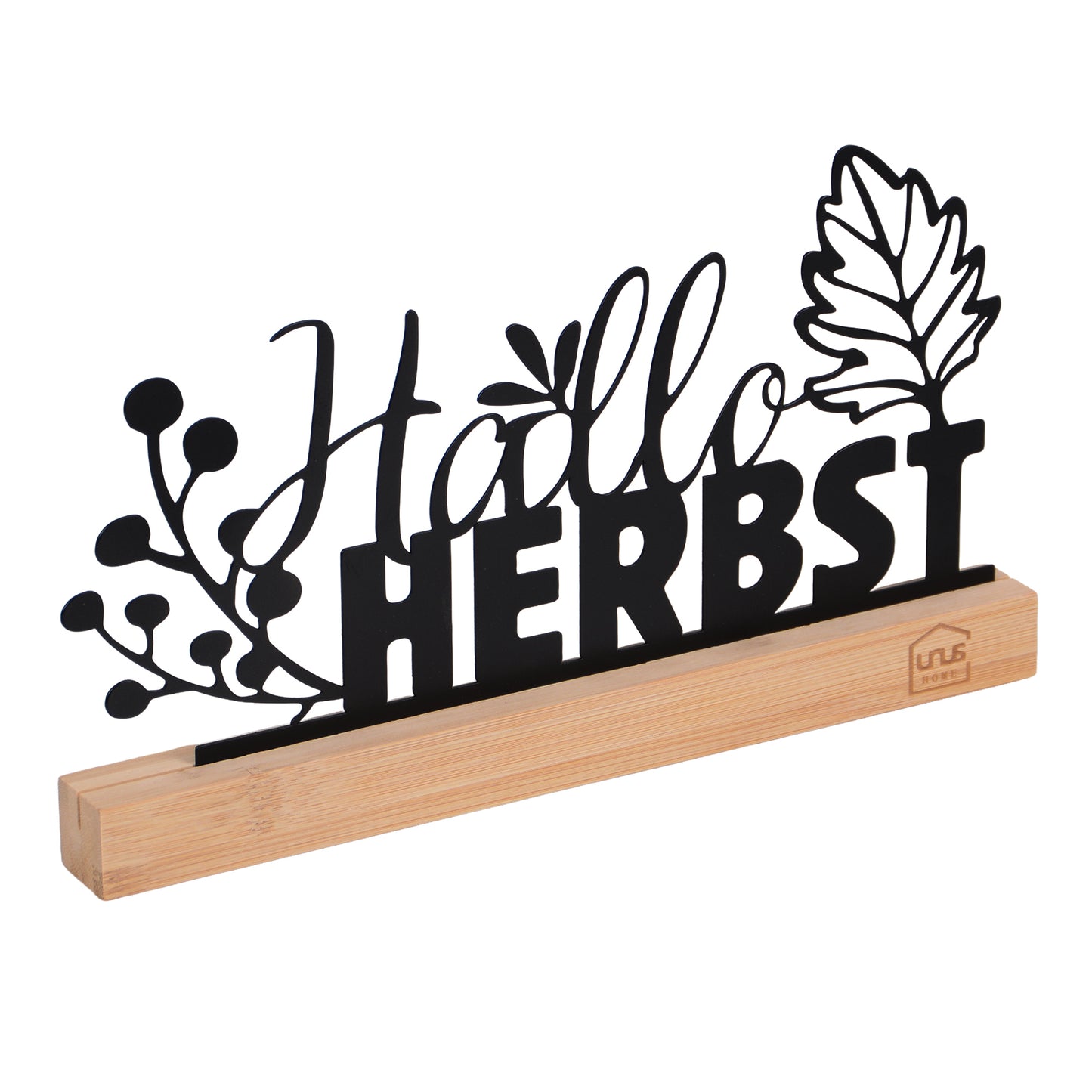 Aufsteller Metall "Hallo Herbst" in schwarz