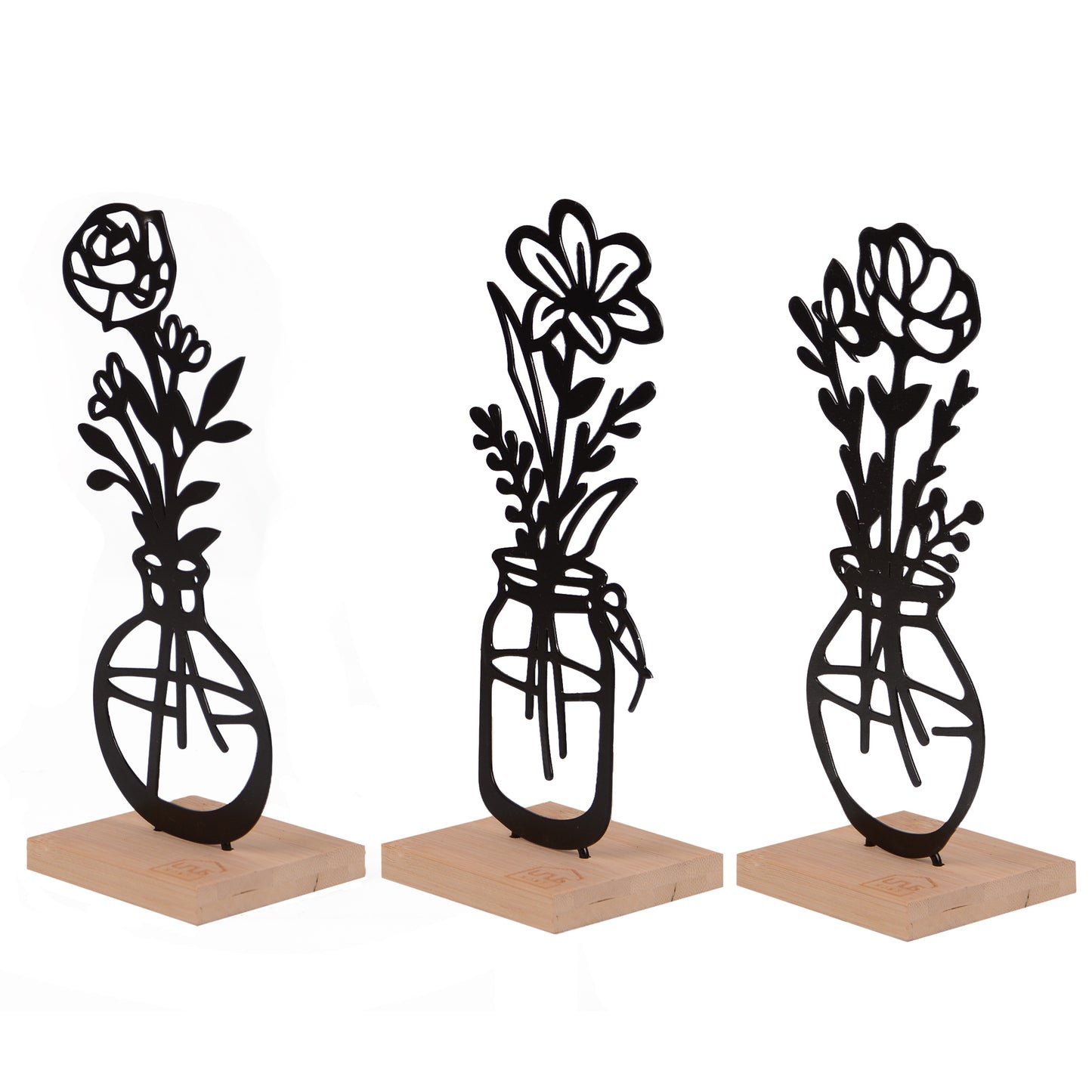 Aufsteller Vase Blumen weiß oder schwarz 3er Set
