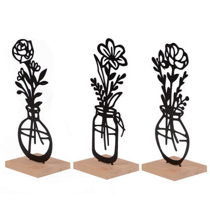 Aufsteller Vase Blumen weiß oder schwarz 3er Set