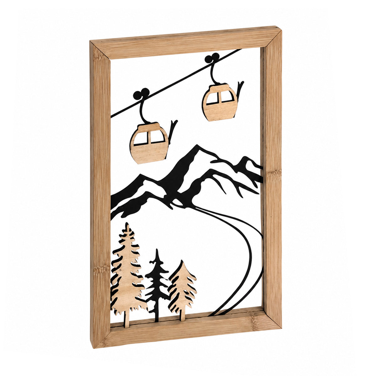 Wandbild Moritz mit Bambus Rahmen Ski Resort