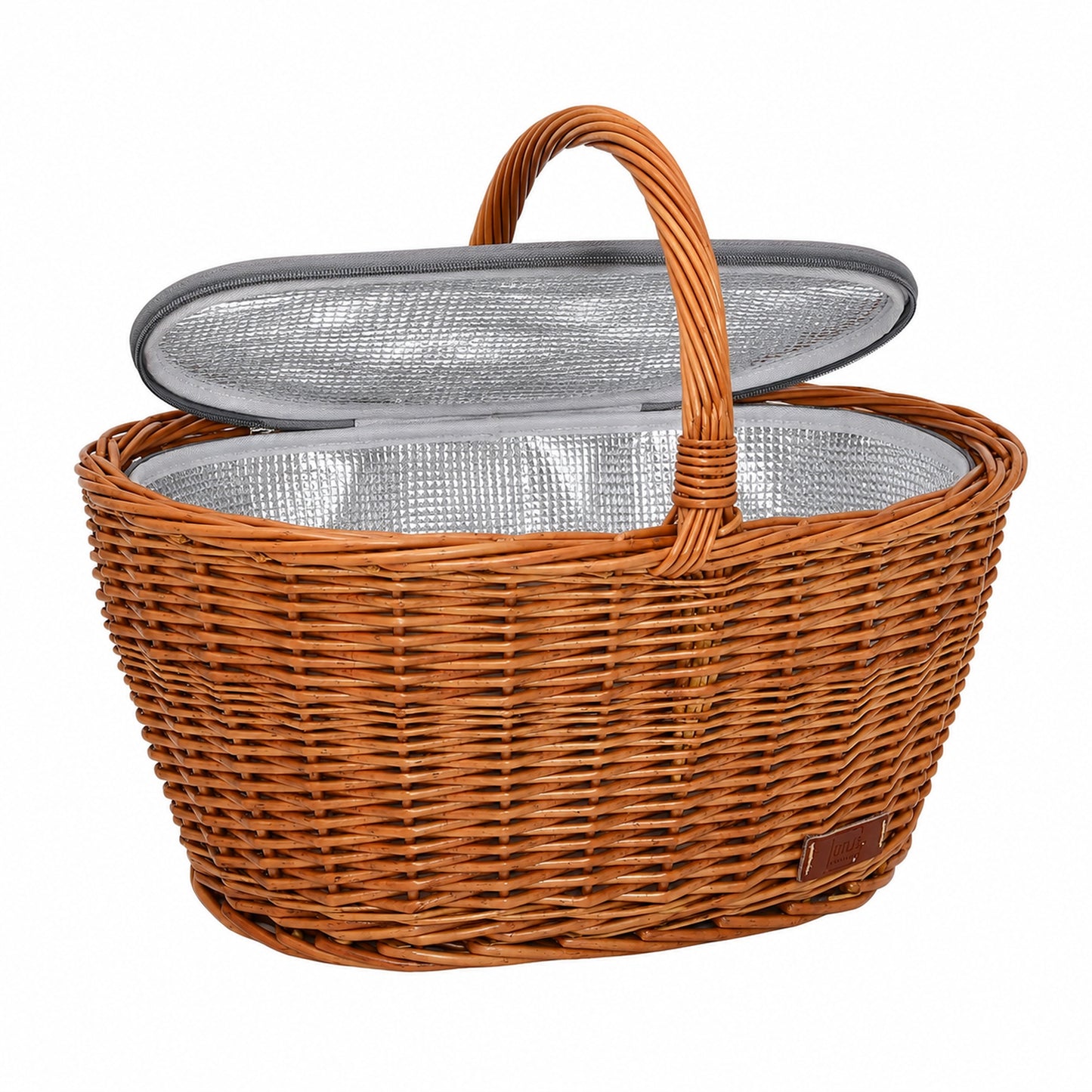 Einkaufskorb inklusive Kühltasche aus natürlicher Weide