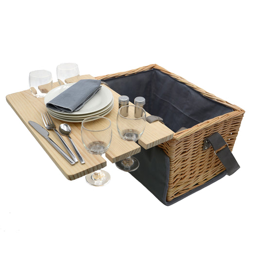 Picknickkorb 4-Personen 33-teiliges Komplettset mit Serviertisch