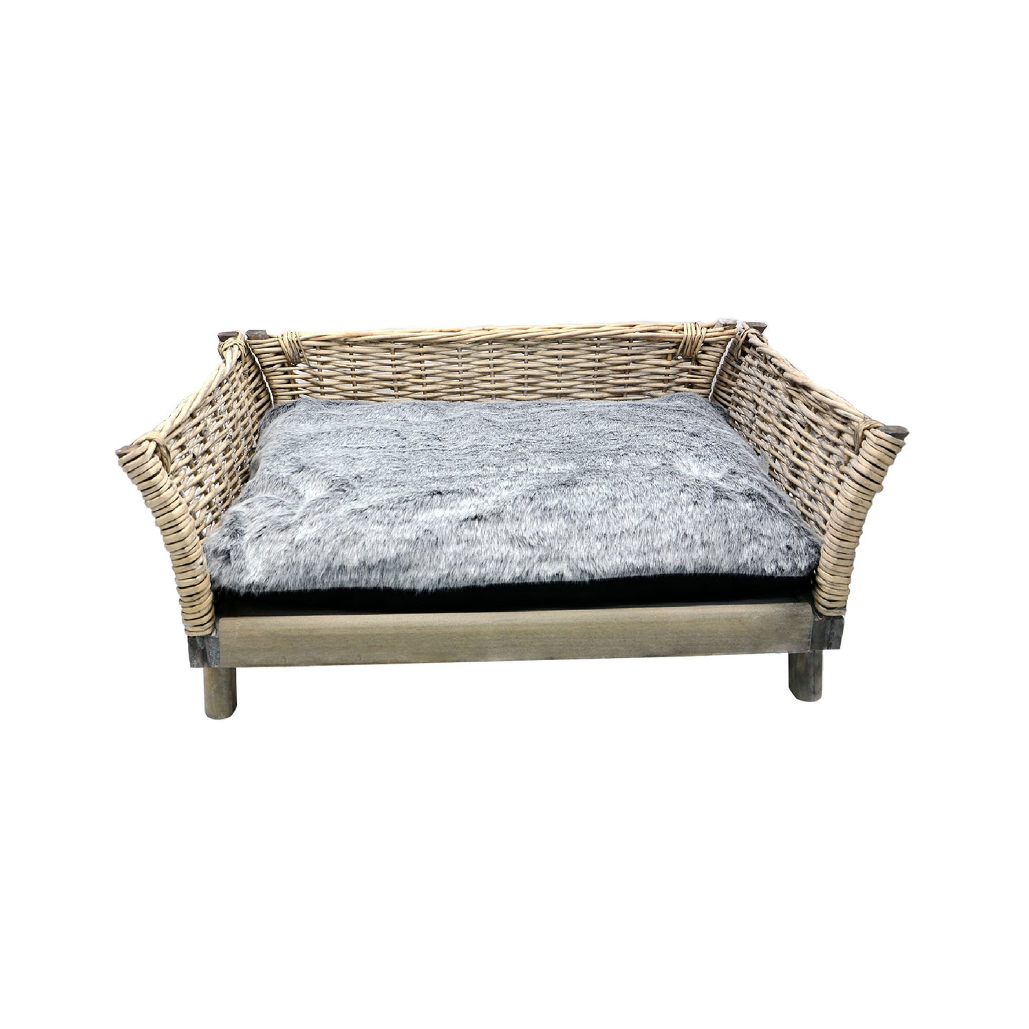 Hundebett aus Weide mit Kissen