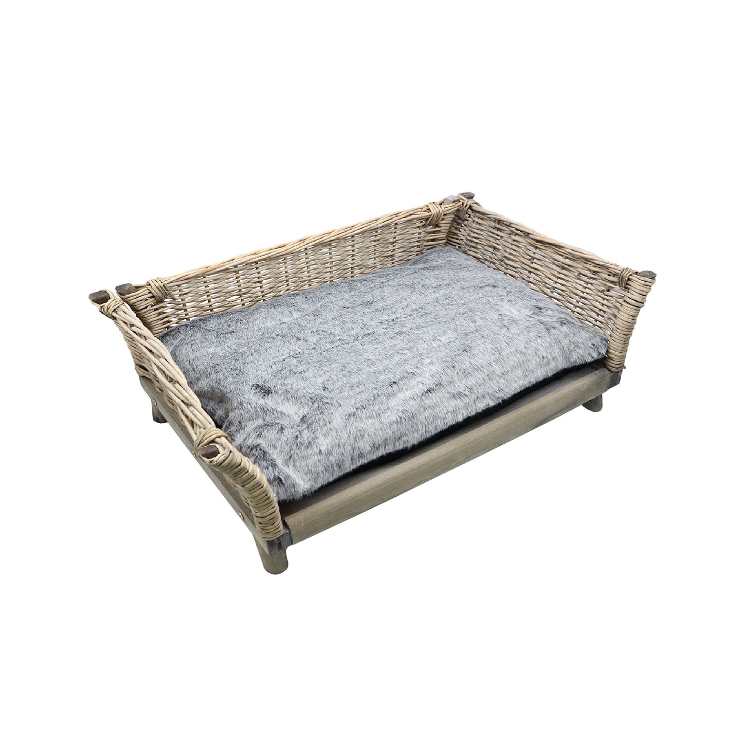 Hundebett aus Weide mit Kissen