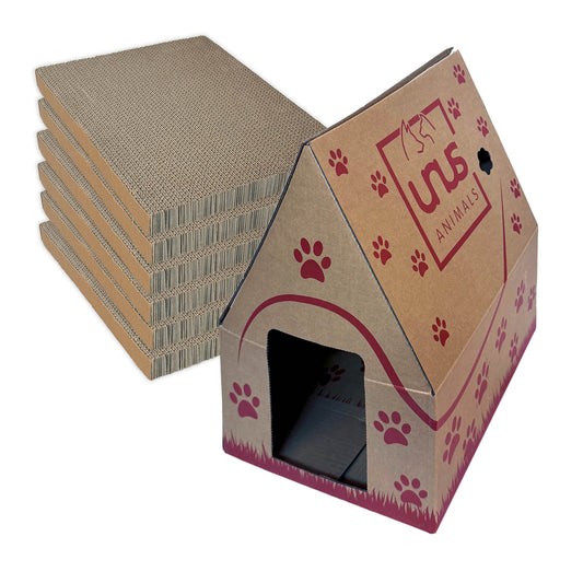Katzenhaus Pappe Madame Miez inkl. 6 Kratzbretter