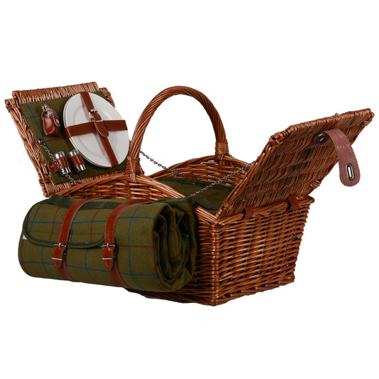 Picknickkorb mit Decke m Bügel u Inhalt für 2 Pers. natur