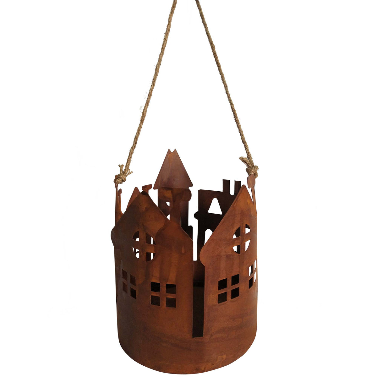 Laterne Zink rund m Kordel Rost – UNUS