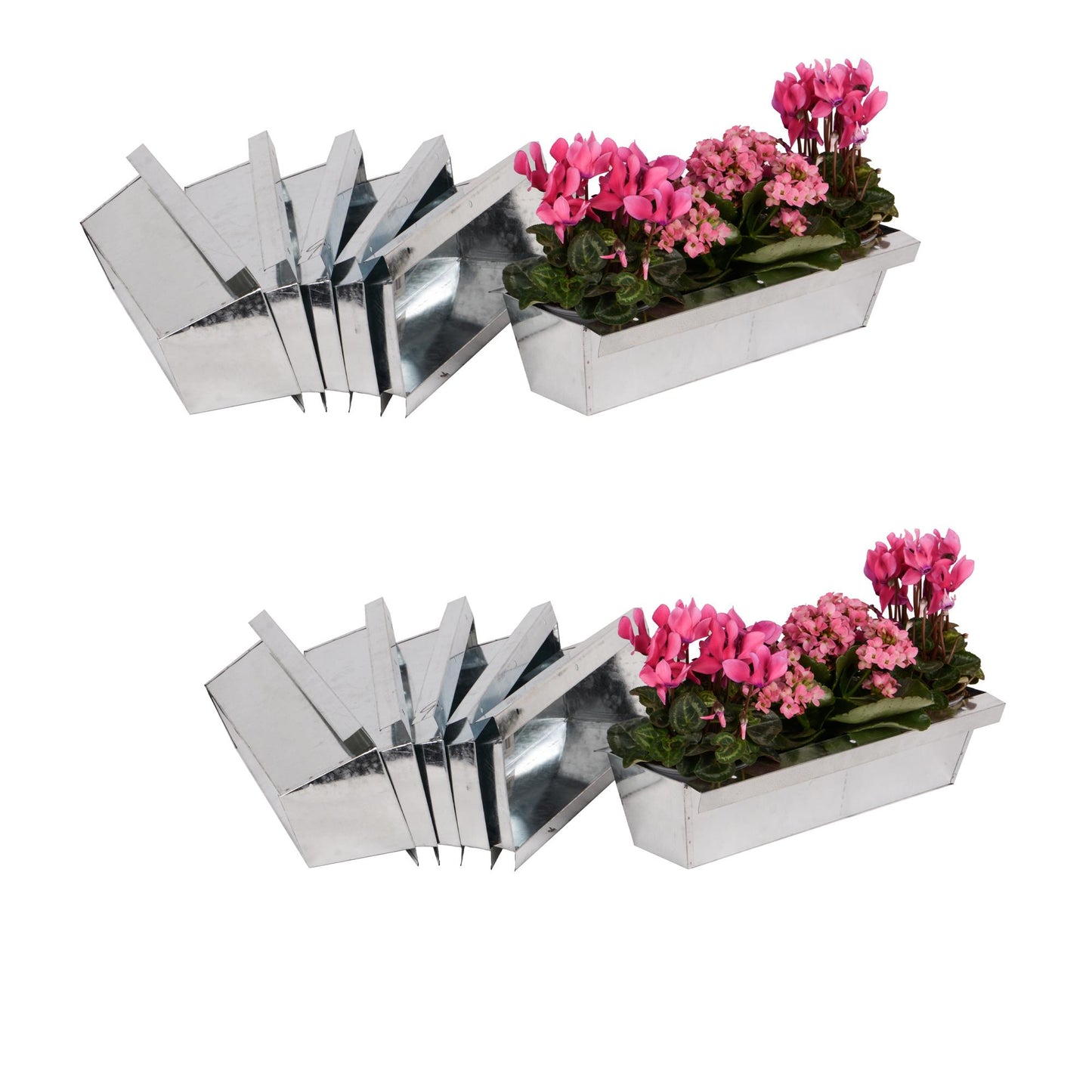 Blumenkasten Zink 38cm Kante und Bohrung Sets