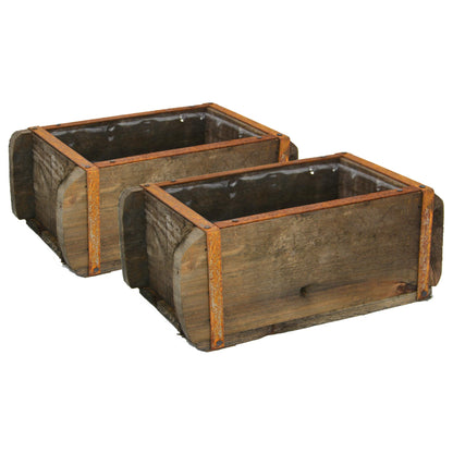Pflanztopf Ziegelform Holz Natur 2er Set