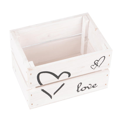 3er Set Holzkiste "love" weiß washed klein