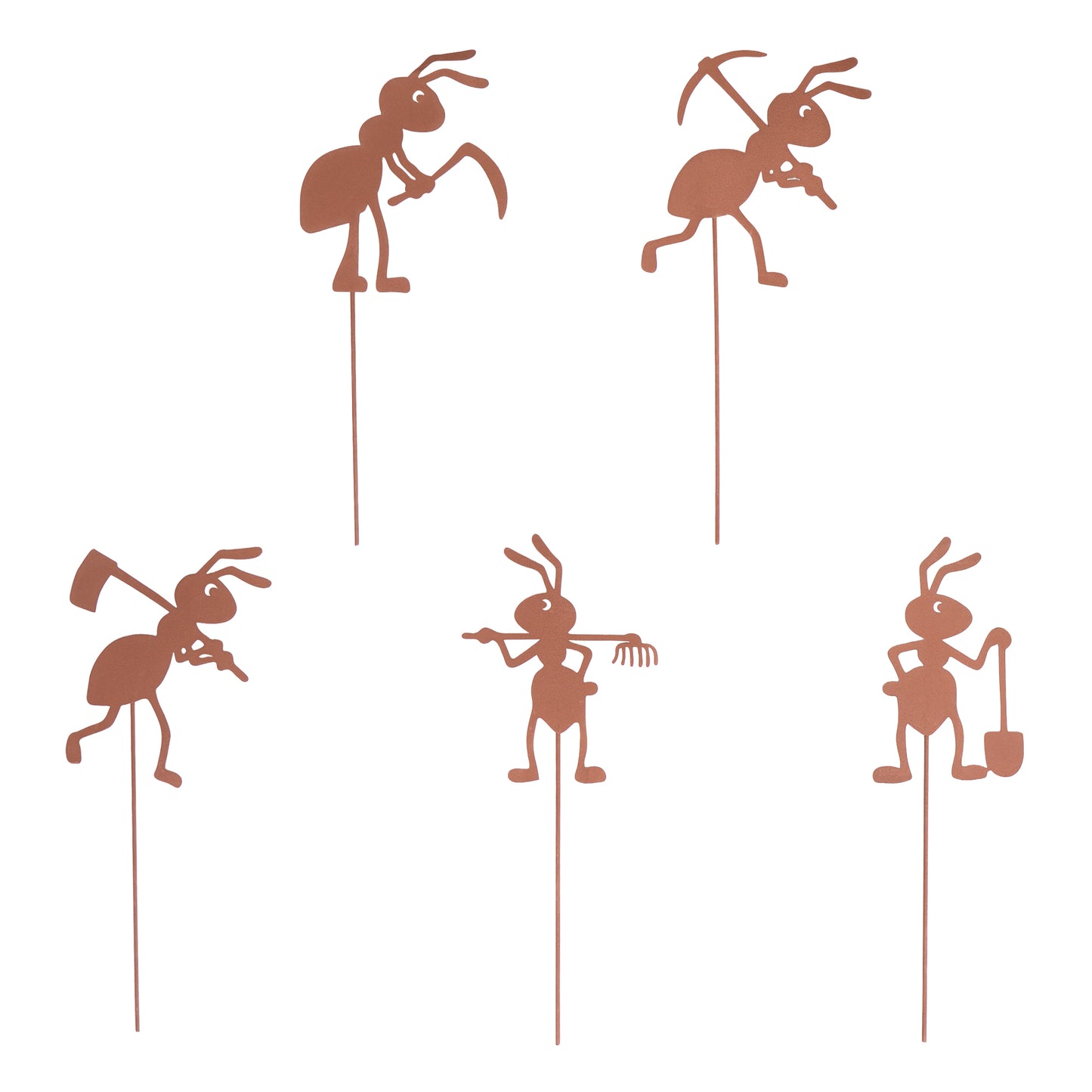 Gartenstecker Rost Ameisen Gärtner und Arbeiter 5er Set in verschiedenen Größen