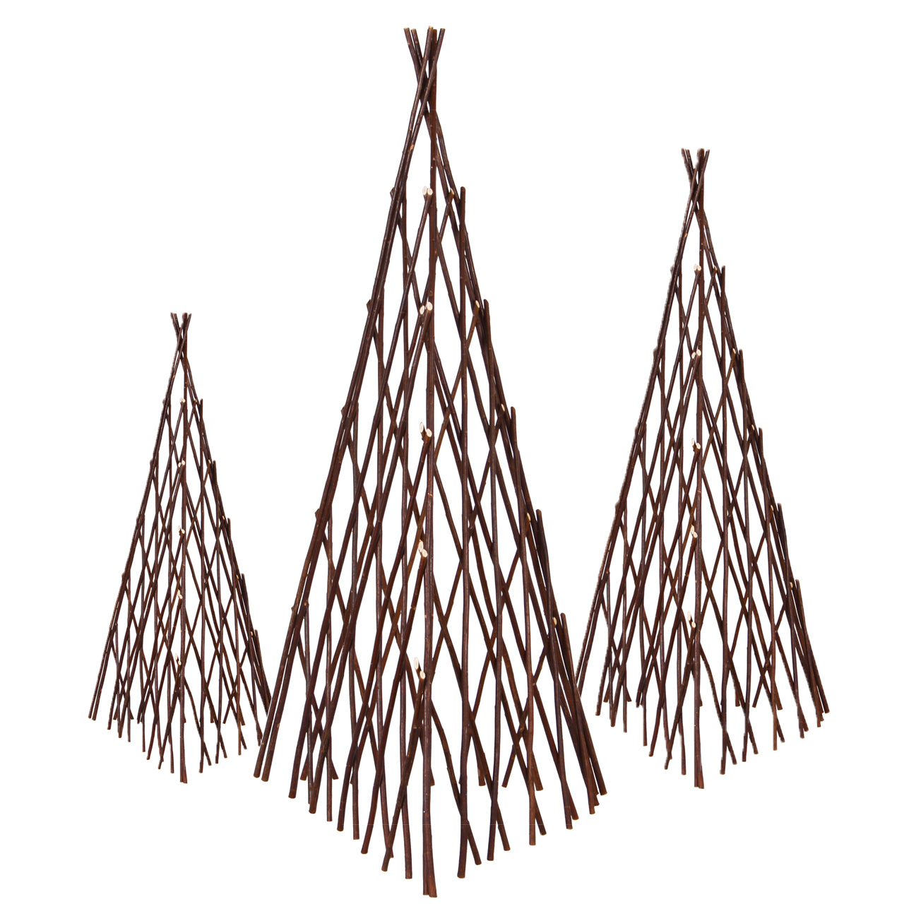 Holz Rankgitter Rankhilfe Weidenzaun Sichtschutz Pyramide 3er Set
