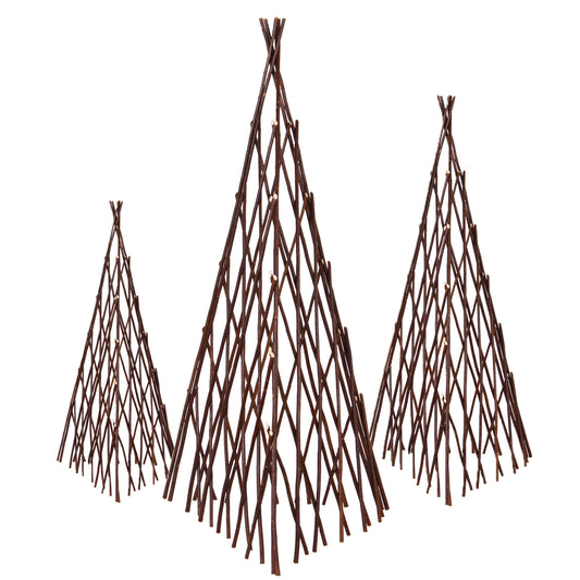 Holz Rankgitter Rankhilfe Weidenzaun Sichtschutz Pyramide 3er Set
