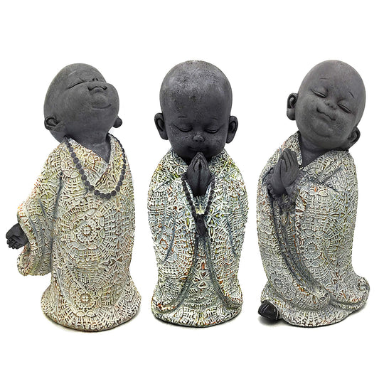 Dekofiguren Polyresin "Kleine Mönche" 3er-Set