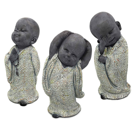 Dekofiguren Polyresin "Kleine Mönche" 3er-Set