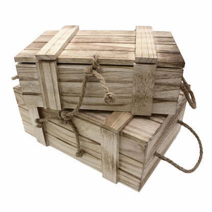 Holzkiste mit Deckel - groß, klein oder im 2er Set aus geflammtem Holz