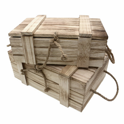 Holzkiste mit Deckel - groß, klein oder im 2er Set aus geflammtem Holz
