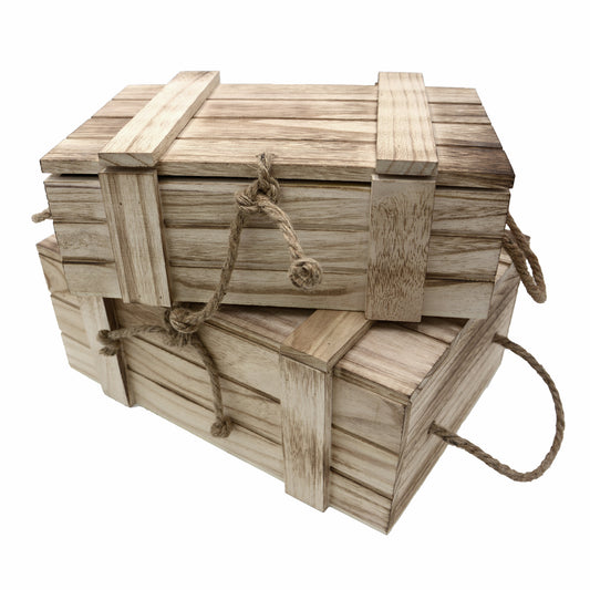 Holzkiste mit Deckel - groß, klein oder im 2er Set aus geflammtem Holz