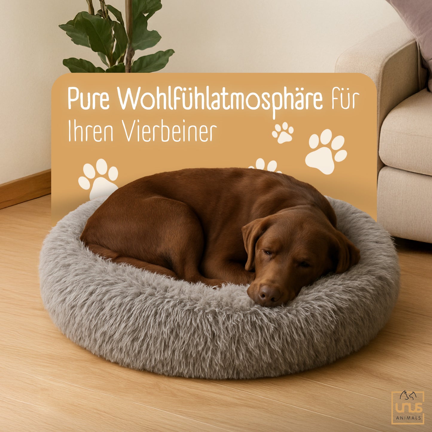 Haustierkissen Plüsch in grau