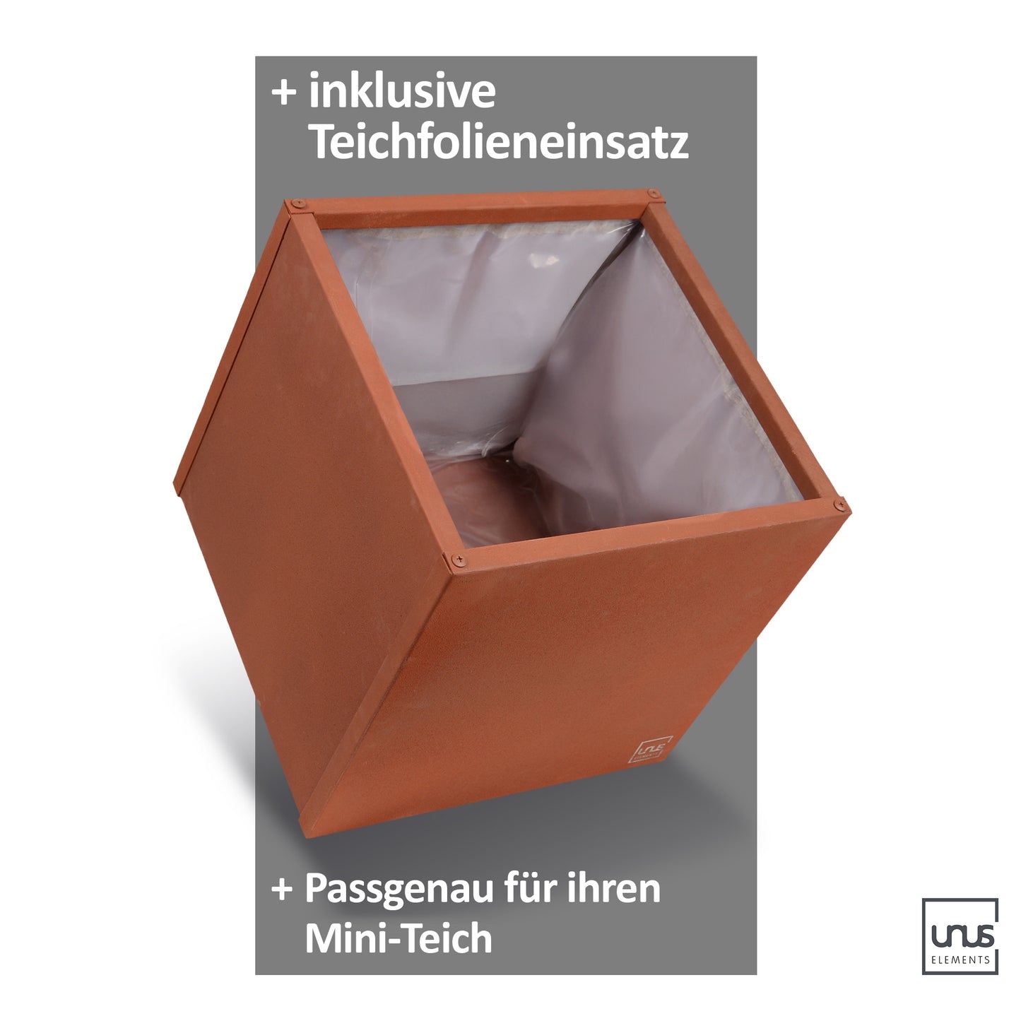 Pflanzkübel aus Metall Rostoptik inklusive Teichfolieneinsatz verschiedene Größen
