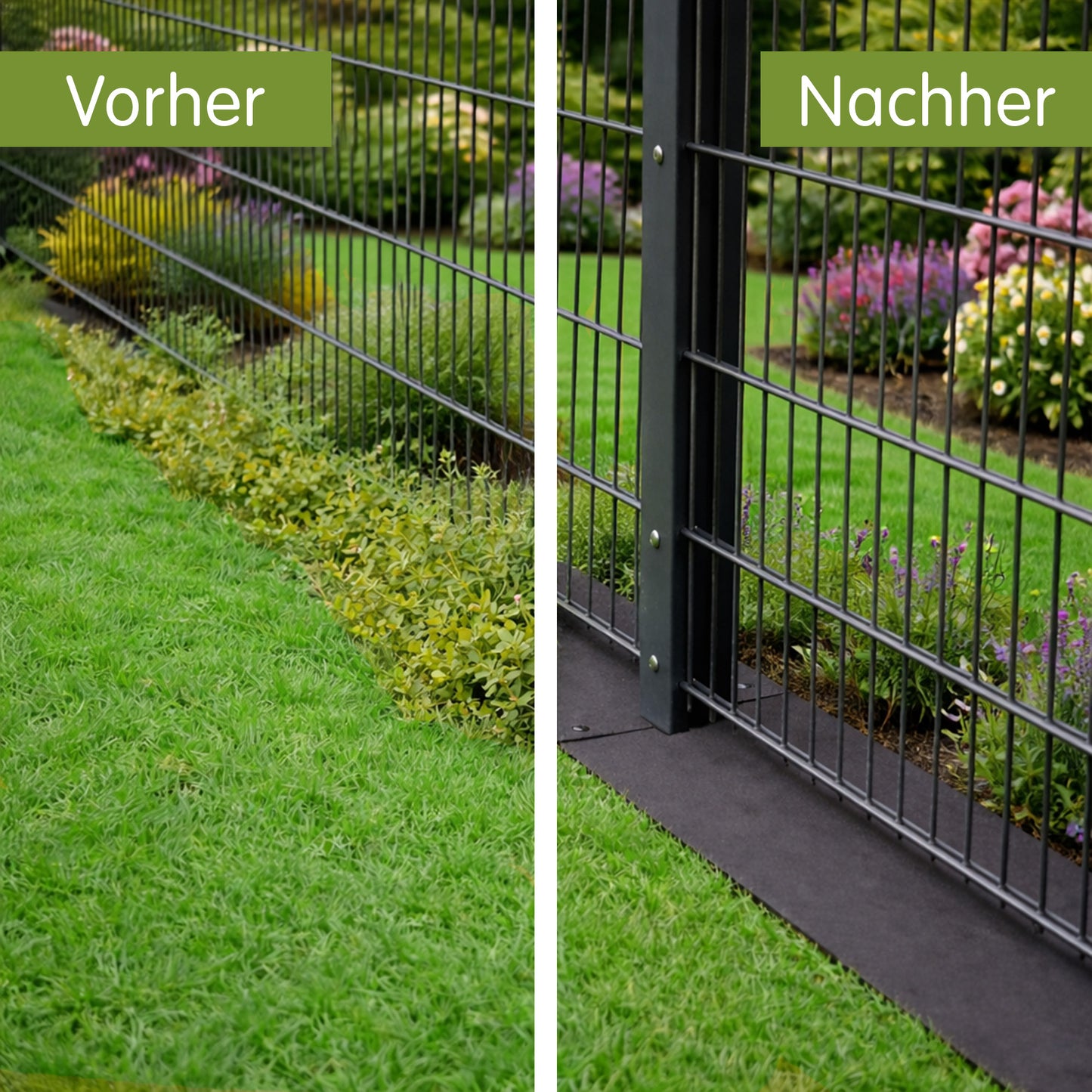 Keinkraut® Zaunschutz Unkrautschutz aus recyceltem Kunststoff schwarz