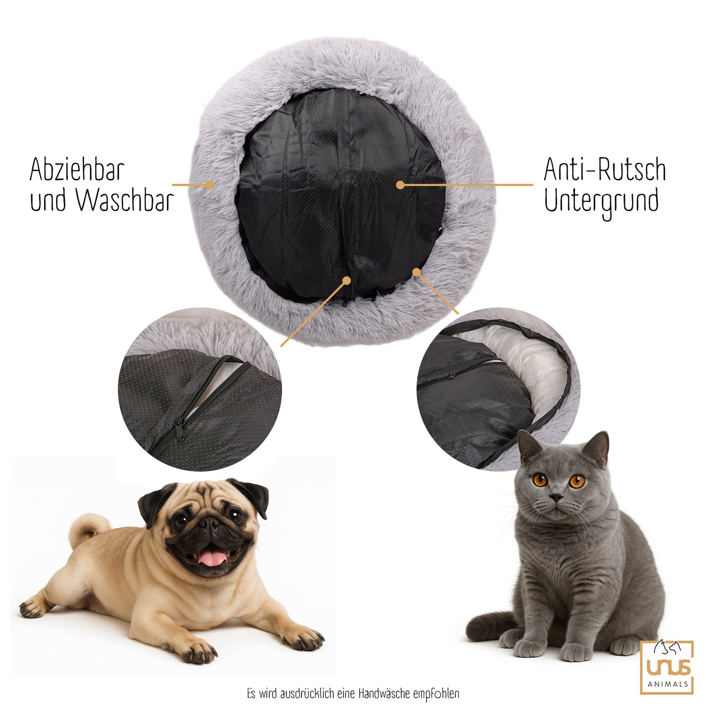 Haustierkissen Plüsch in grau