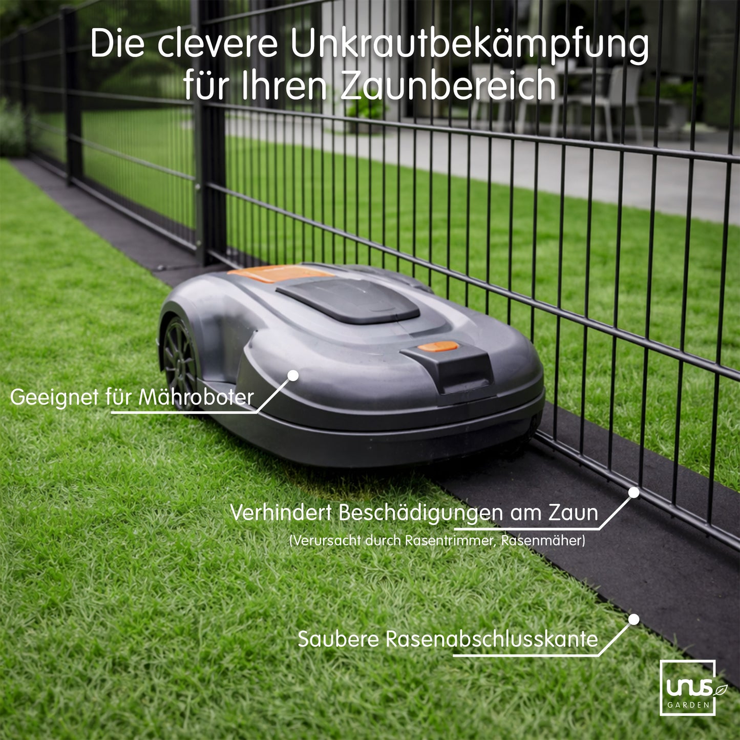 Keinkraut® Zaunschutz Unkrautschutz aus recyceltem Kunststoff schwarz 15x89 cm