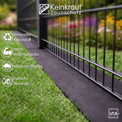 Keinkraut® Zaunschutz Unkrautschutz aus recyceltem Kunststoff schwarz 15x89 cm