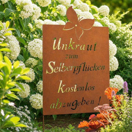 Roststecker Schild Spruch Unkraut