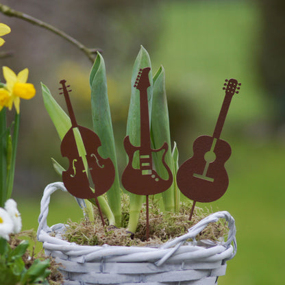 Gartenstecker Rost Gitarren und Geige 3er Set