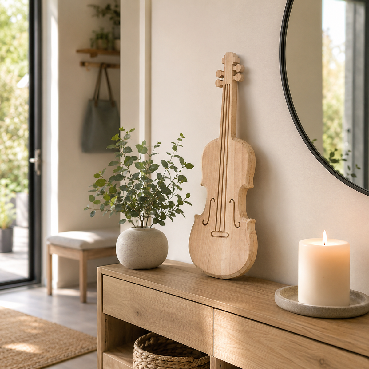 Dekoartikel Holz Geige "Viola" in natur