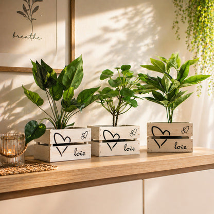 3er Set Holzkiste "love" weiß washed klein