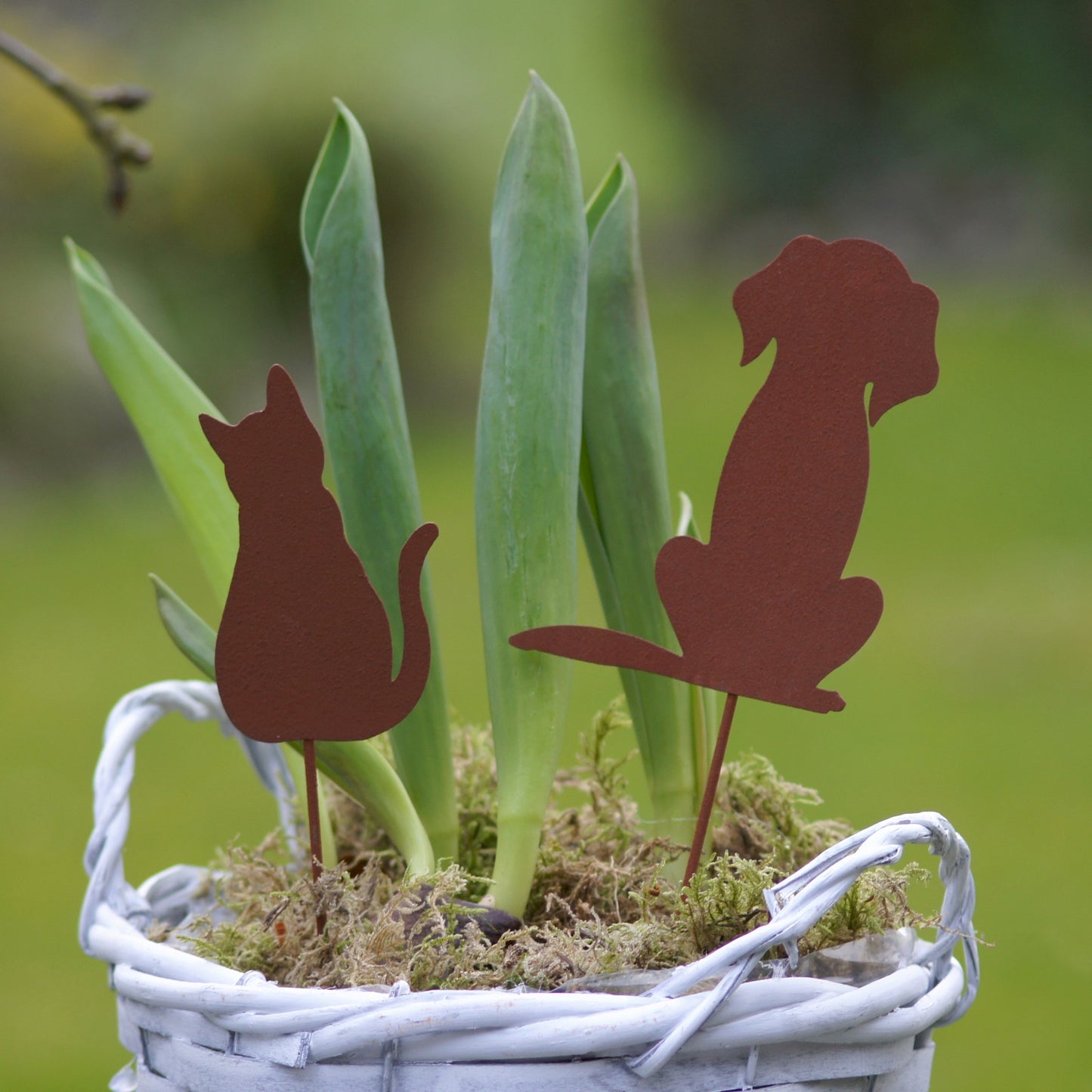 Gartenstecker Rost Hund und Katze 2er Set