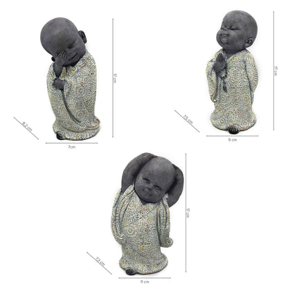 Dekofiguren Polyresin "Kleine Mönche" 3er-Set