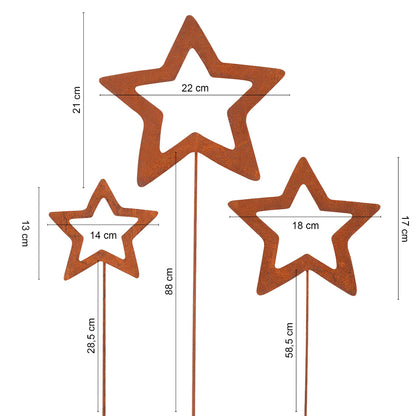 Sternenstecker rostig 3er Set