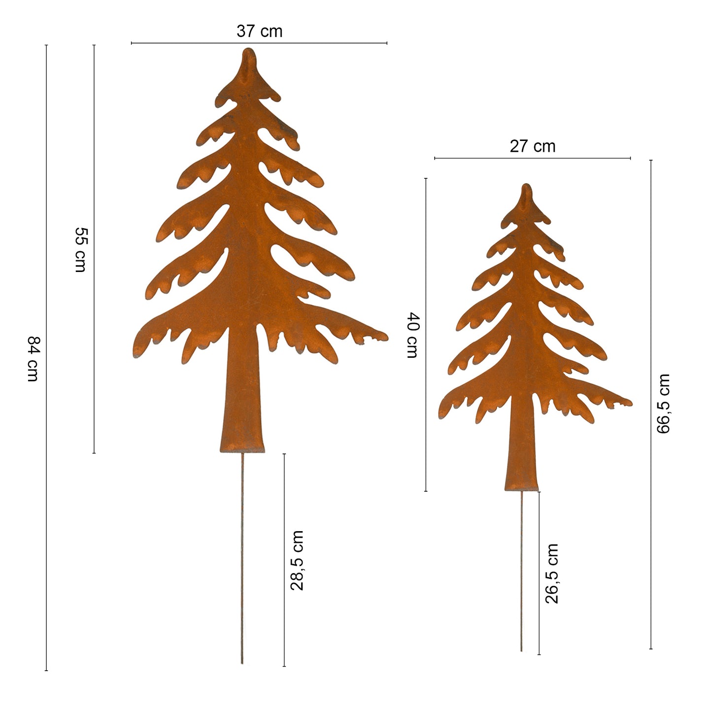Roststecker Zink Tannenbaum rostig 2er Set