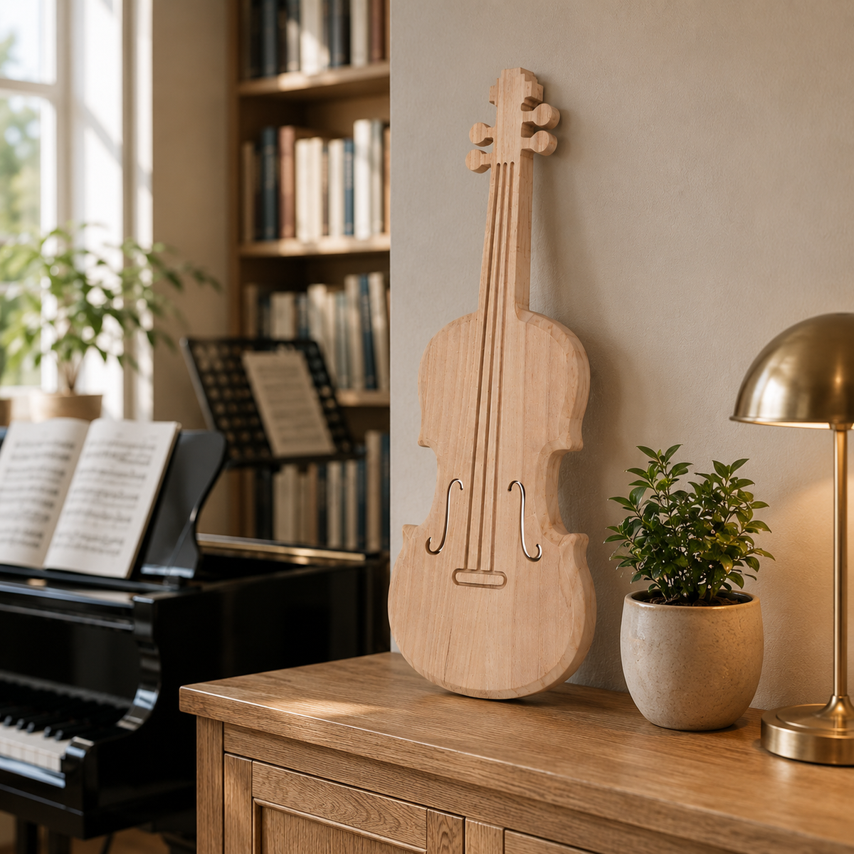 Dekoartikel Holz Geige "Viola" in natur