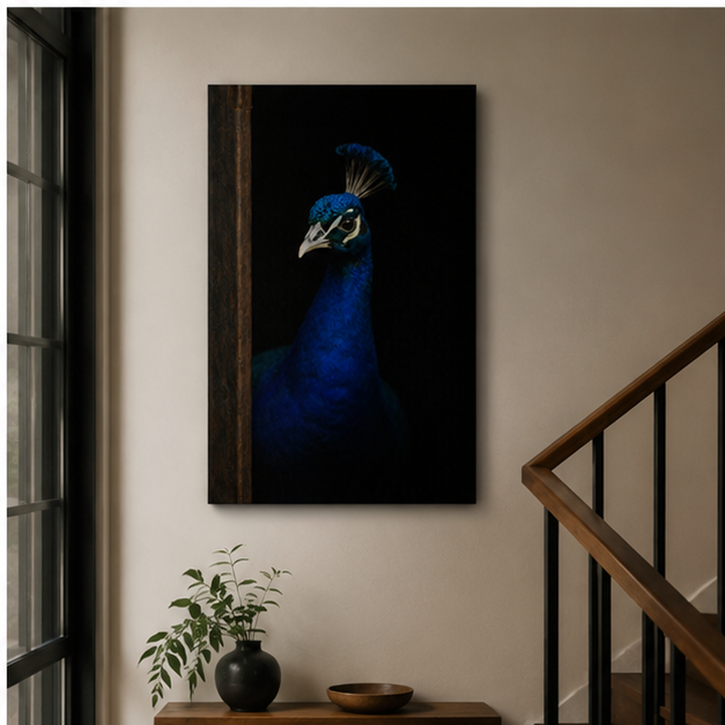Leinwand Tierportrait Pfau bespannter Keilrahmen