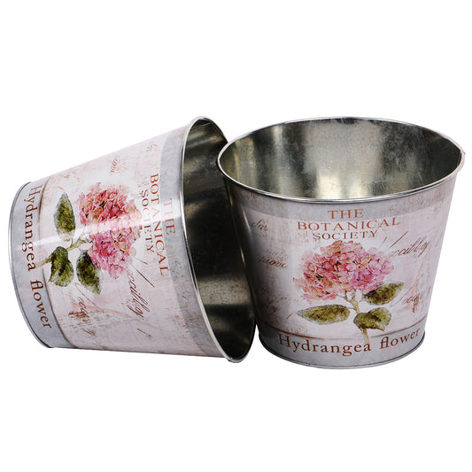 Topf Zink rund Hortensie 2er Set