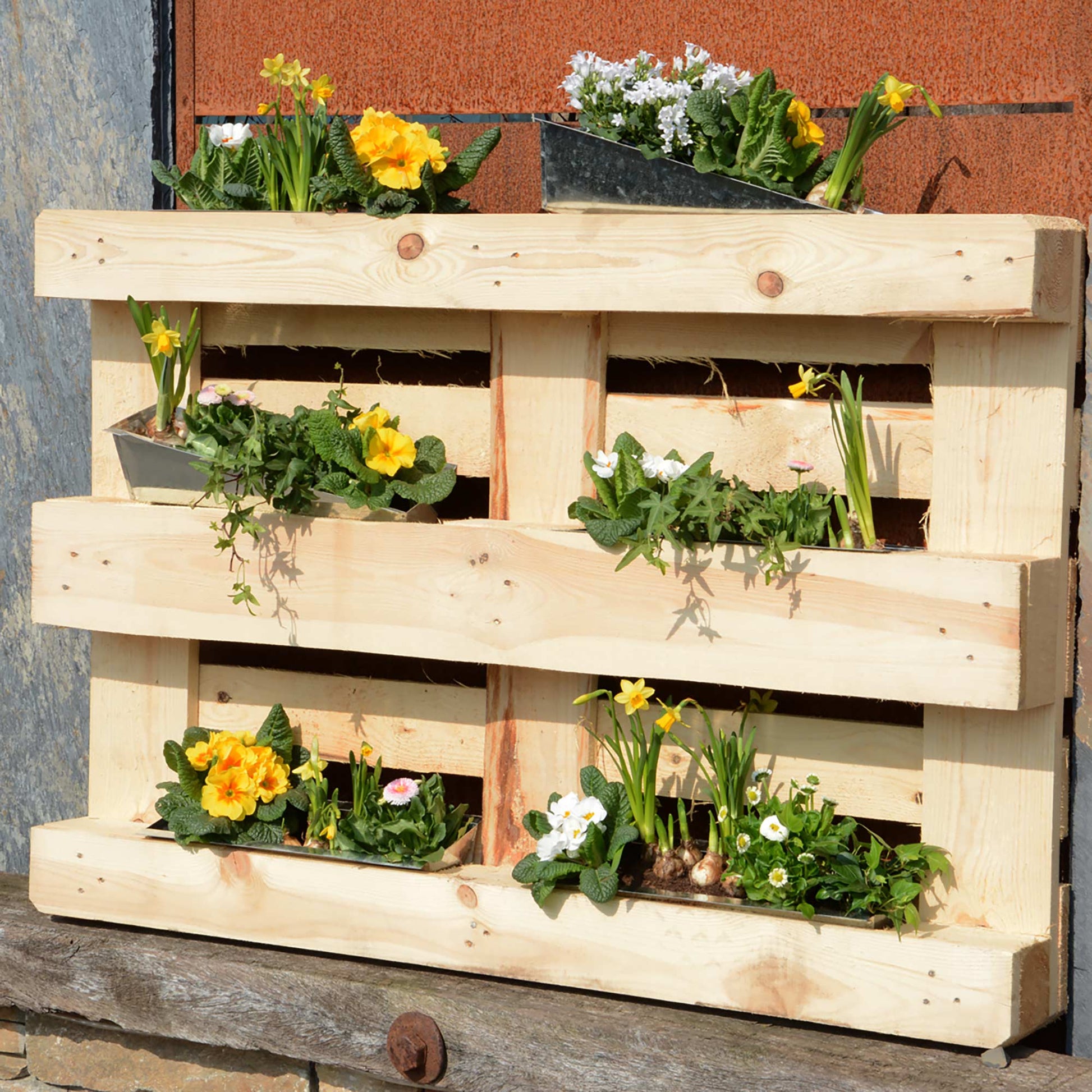 Blumenkasten für Europalette Pflanzkasten Zink 38 cm – UNUS