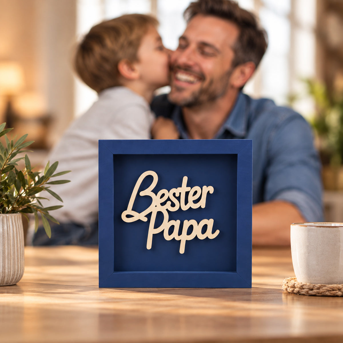 Holz Bilderrahmen "Bester Papa" in verschiedenen Farben