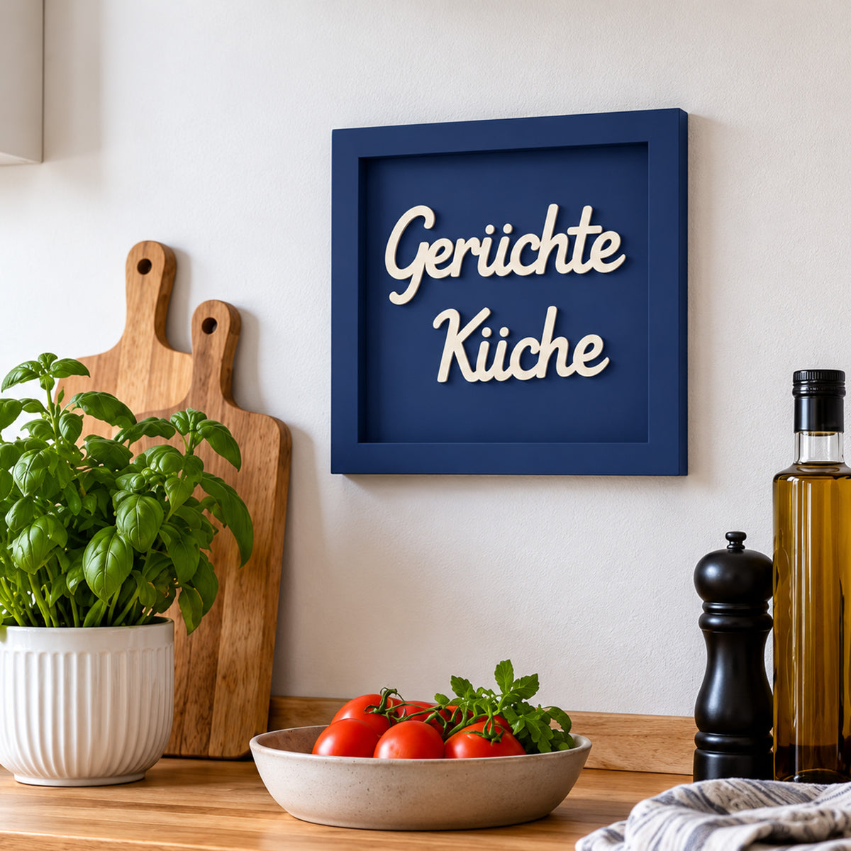 Holz Bilderrahmen "Gerüchte Küche" in verschiedenen Farben